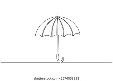 Umbrella continuous one line drawing and minimalist style isolate outline vector icon