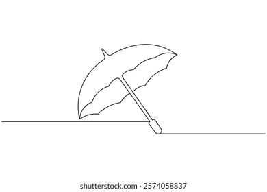 Umbrella continuous one line drawing and minimalist style isolate outline vector icon