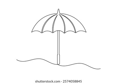 Umbrella continuous one line drawing and minimalist style isolate outline vector icon