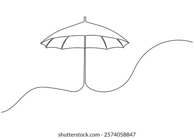 Umbrella continuous one line drawing and minimalist style isolate outline vector icon