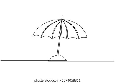 Umbrella continuous one line drawing and minimalist style isolate outline vector icon
