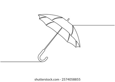 Umbrella continuous one line drawing and minimalist style isolate outline vector icon