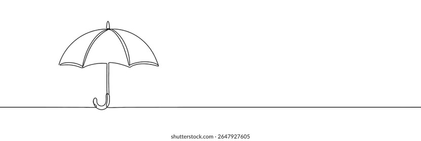 Umbrella continuous one line drawing. Rain, weather, meteorology, insurance symbol. Vector illustration.