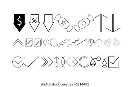 umbrella, copy link, grapefruit icon set.  style design isolated on white background 