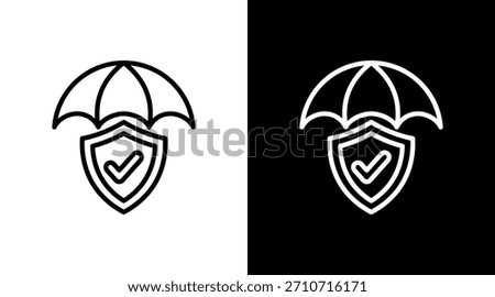 Umbrella Coverage With Icon Set Design
