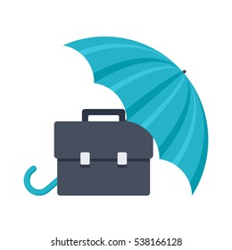 umbrella covering briefcase