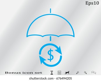 umbrella, currency, icon, vector illustration eps10