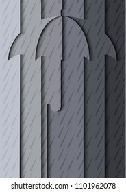 Umbrella, cut out of paper. Creative background