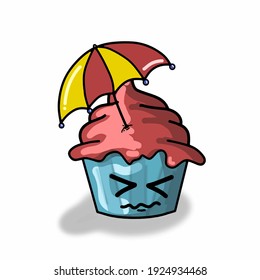 An umbrella cute cupcake vector template design illustrator