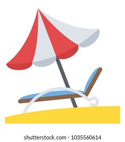 Umbrella and deckchair, sunbath