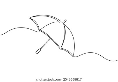 Umbrella depicted in continuous line drawing. Minimalist illustration for beauty and fashion, Drawing of a umbrella, Umbrella continuous one line art style. Simple vector illustration