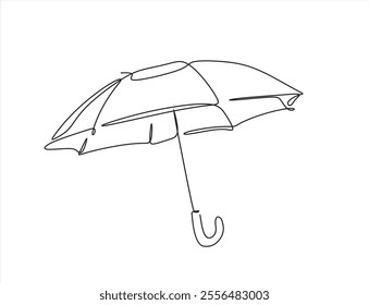 Umbrella depicted in continuous line drawing. Minimalist illustration for beauty and fashion, Drawing of a umbrella, Umbrella continuous one line art style. Simple vector illustration