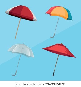 Umbrella Design Object Set Vector