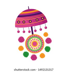 Umbrella design, Onam festival celebration culture traditional india and holiday theme Vector illustration