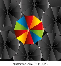 Umbrella design over black background, vector illustration.