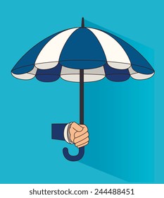 Umbrella design over blue background, vector illustration.