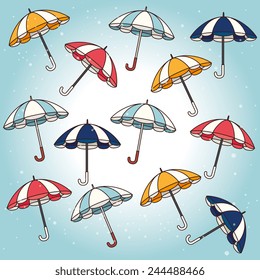 Umbrella design over blue background, vector illustration.