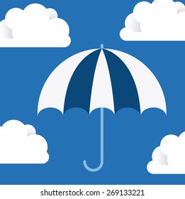 umbrella  design over blue background, vector illustration