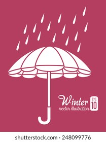 Umbrella design over red background, vector illustration.