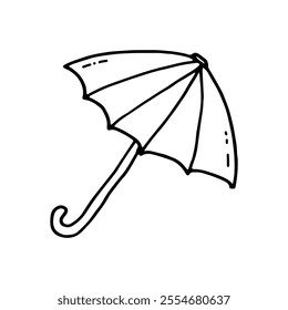 An umbrella designed to protect from rain and sun. Doodle. Vector illustration. Hand drawn. Outline. 