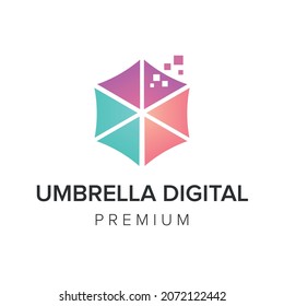 umbrella digital logo icon vector template