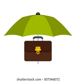 Umbrella and diplomat icon. Flat illustration of umbrella and diplomat vector icon for web