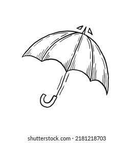 Umbrella doodle draft vector illustration. Hand drawn autumn attribute, autumn and fall season symbol, logotype, icon concept design