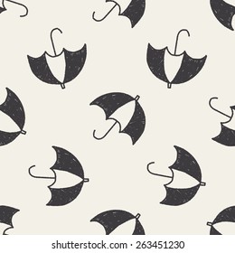 umbrella doodle drawing seamless pattern background