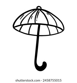 Umbrella. Doodle icon on white background.