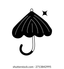 Umbrella doodle icon with white background vector stock illustration