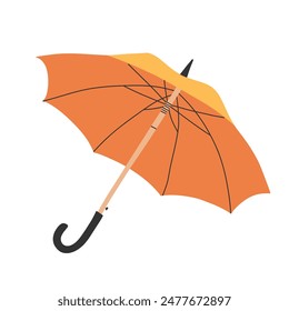 Umbrella in doodle style isolated on white background. Flat open umbrella.