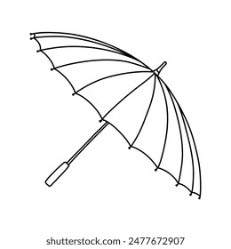 Umbrella in doodle style isolated on white background. Linear open umbrella.