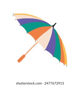 Umbrella in doodle style isolated on white background. Flat open umbrella. Modern Vector illustration.