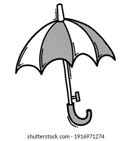 Schirmdoodle, Vektorsymbol. Zeichnen Skizze Illustration handgezeichnet Linie.