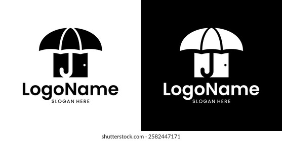 Umbrella door Key Logo Vector Icon Design Illustration.