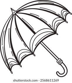 An umbrella with a drawing of a handle that says the word on it