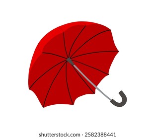 The umbrella is drawn in a flat style. Rain, puddles, bad weather. Hand drawn vector illustration.