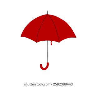 The umbrella is drawn in a flat style. Rain, puddles, bad weather. Hand drawn vector illustration.