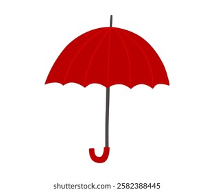 The umbrella is drawn in a flat style. Rain, puddles, bad weather. Hand drawn vector illustration.