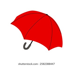 The umbrella is drawn in a flat style. Rain, puddles, bad weather. Hand drawn vector illustration.