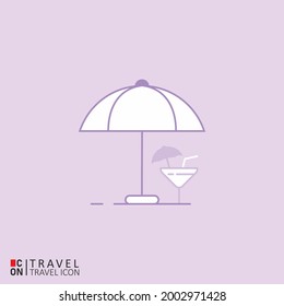 Umbrella and drink. Conception of travel. Vector picture.