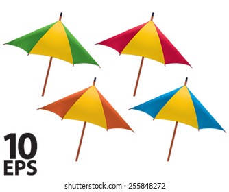 Umbrella for drink isolated. Set. Vector illustration
