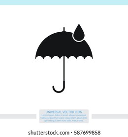 Umbrella with drop vector icon. Rain protection symbol.