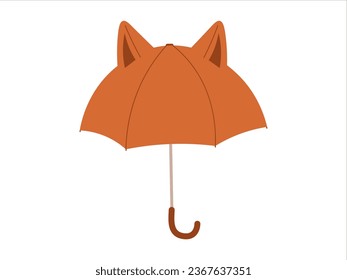Umbrella with Ears on isolated background. Cute Vector illustration in flat style