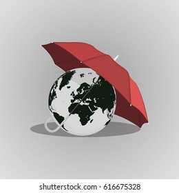 umbrella earth illustration