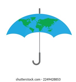 Regenschirm mit Erdkarte darauf