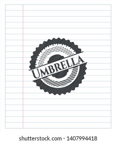 Umbrella emblem with pencil effect. Vector Illustration. Detailed.