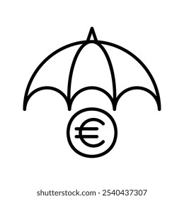 Umbrella euro symbol vector illustration, banking, business icon