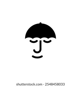 Umbrella with a face. Vector illustration.