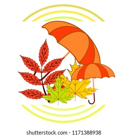 umbrella falling leaves autumnal vector background umbrella falling leaves autumnal vector background
